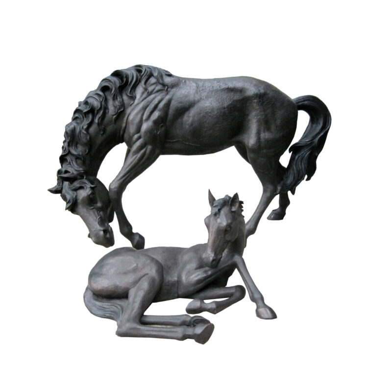SRB707069A&B Bronze Mother Horse & Cult Sculpture Set by Metropolitan Galleries Inc