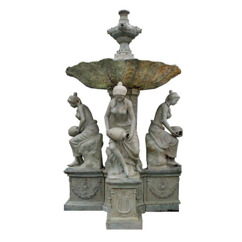 SRB705235 Bronze Large Lady Four Rivers Tier Fountain by Metropolitan Galleries Inc