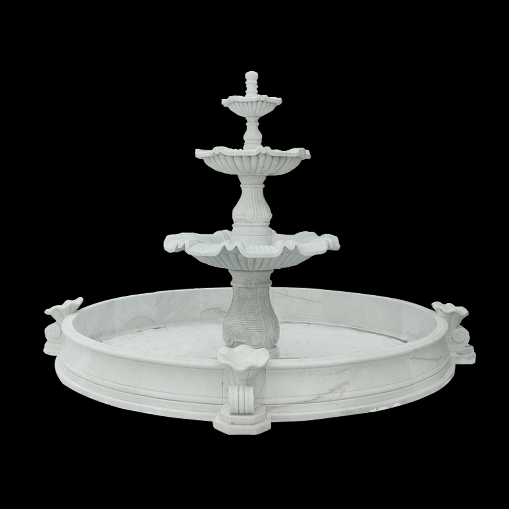 JBF059 Marble Three Tier Fountain with Basin Customizable Size by Metropolitan Galleries Inc
