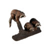 Bronze Three Raccoons on Log Sculpture