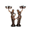 Bronze Lady Torchiere Sculpture Pair