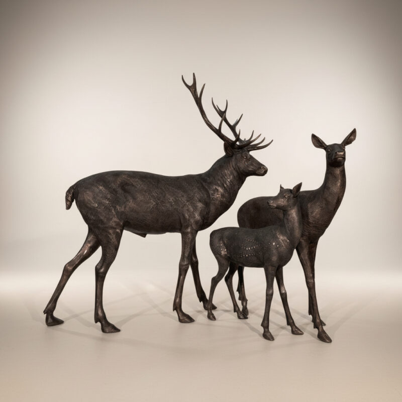 SRB10119 Bronze Deer Family of Three Sculpture Set by Metropolitan Galleries Inc.