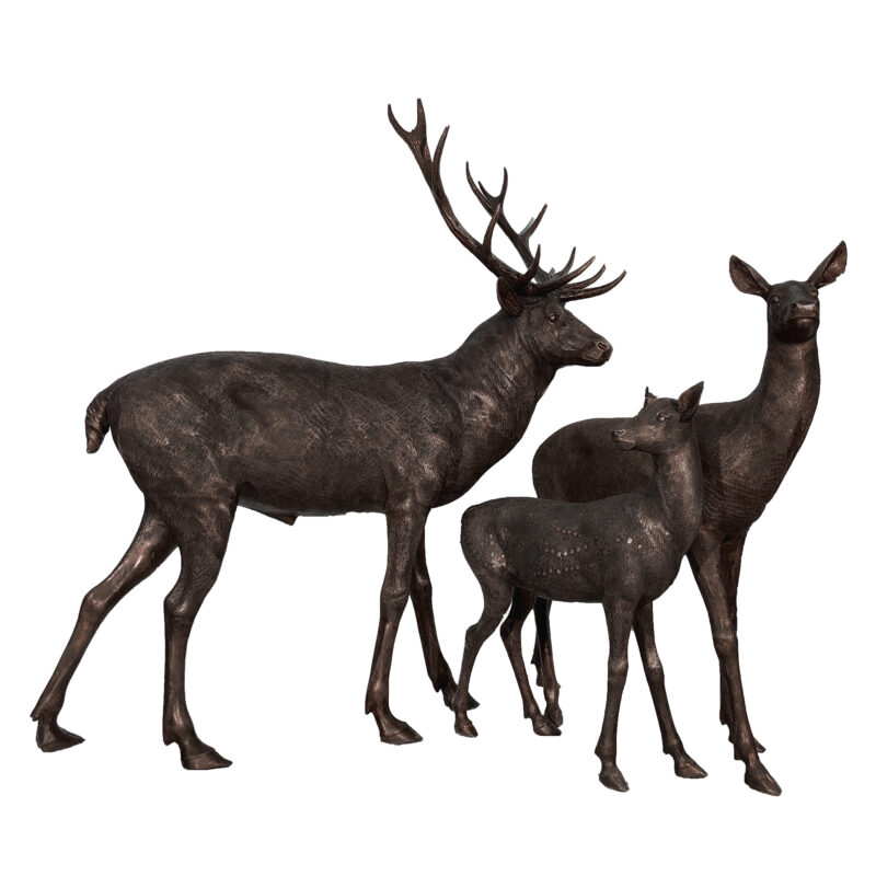 SRB10119 Bronze Deer Family of Three Sculpture Set in Chestnut Patina exclusive by Metropolitan Galleries Inc