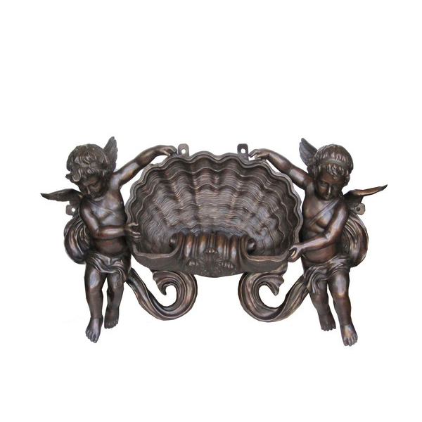 SRB702263 Bronze Cupids Wall Fountain Sculpture by Metropolitan Galleries Inc