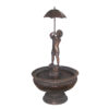 Bronze Boy holding Umbrella Fountain Sculpture