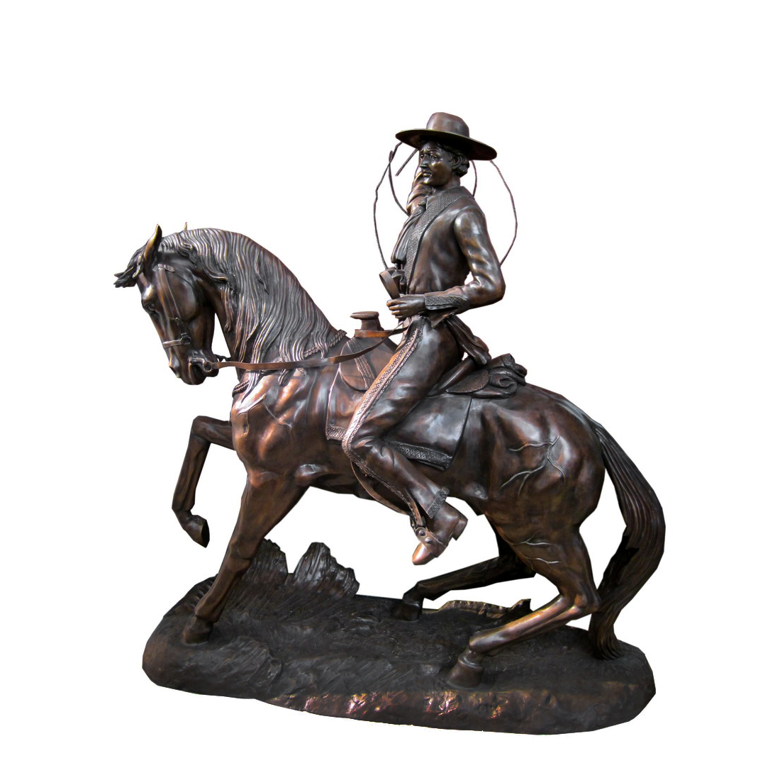 SRB704871 Bronze Cowboy on Horse Sculpture by Metropolitan Galleries Inc
