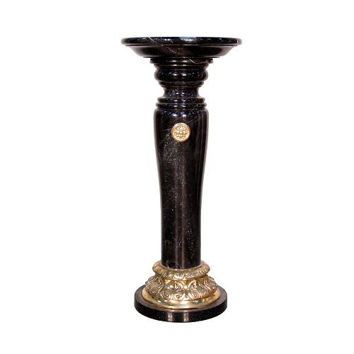 JBP079025 Marble Classical Pedestal Panda Black with Bronze Accents 17 x 39 inches by Metropolitan Galleries Inc