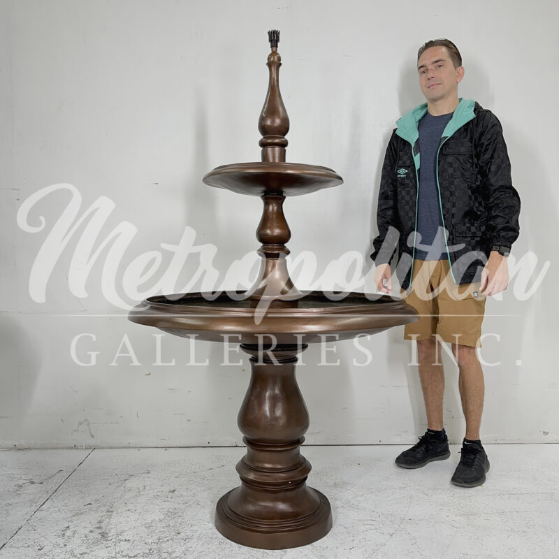 SRB057494 Bronze Contemporary Two Tier Fountain in Light Brown Patina by Metropolitan Galleries Inc SCALE WM