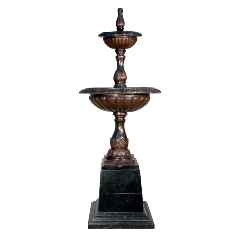 SRB094453 Bronze Two Tier Fountain on Marble Base by Metropolitan Galleries Inc