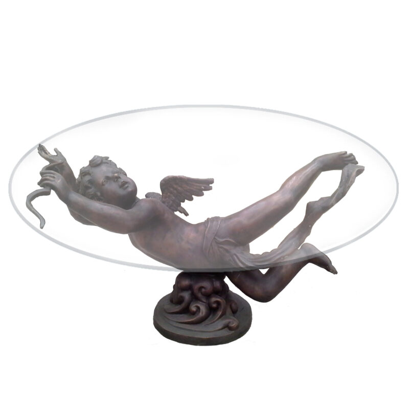 SRB702497 Bronze Cupid Coffee Table Sculpture by Metropolitan Galleries Inc