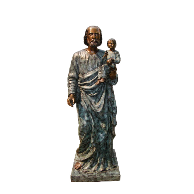 SRB705264 Bronze Saint Joseph holding Child Sculpture by Metropolitan Galleries Inc