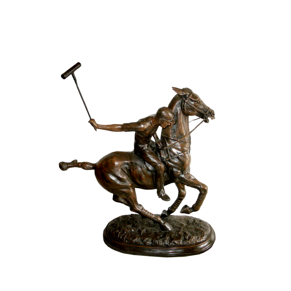 SRB704343 Bronze Jockey on Polo Horse Sculpture by Metropolitan Galleries Inc
