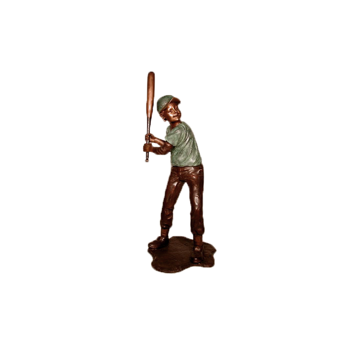 SRB050100 Bronze Boy Baseball Batter Sculpture by Metropolitan Galleries Inc