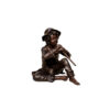 Bronze Boy Sitting with Flute Sculpture