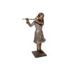 Bronze Girl Playing Flute Sculpture