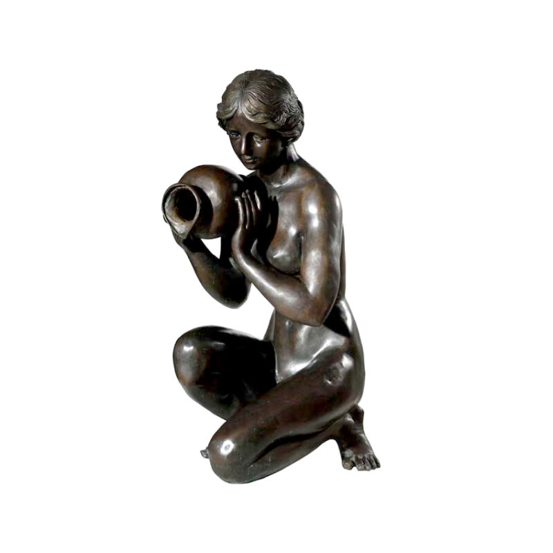 SRB53022 Bronze Kneeling Nude Lady with Jar Fountain by Metropolitan Galleries Inc