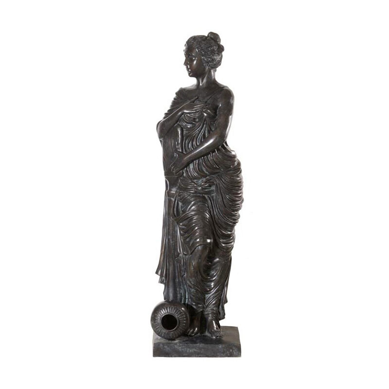 SRB55010 Bronze Lady Standing with Jar at Feet Fountain ny Metropolitan Galleries Inc