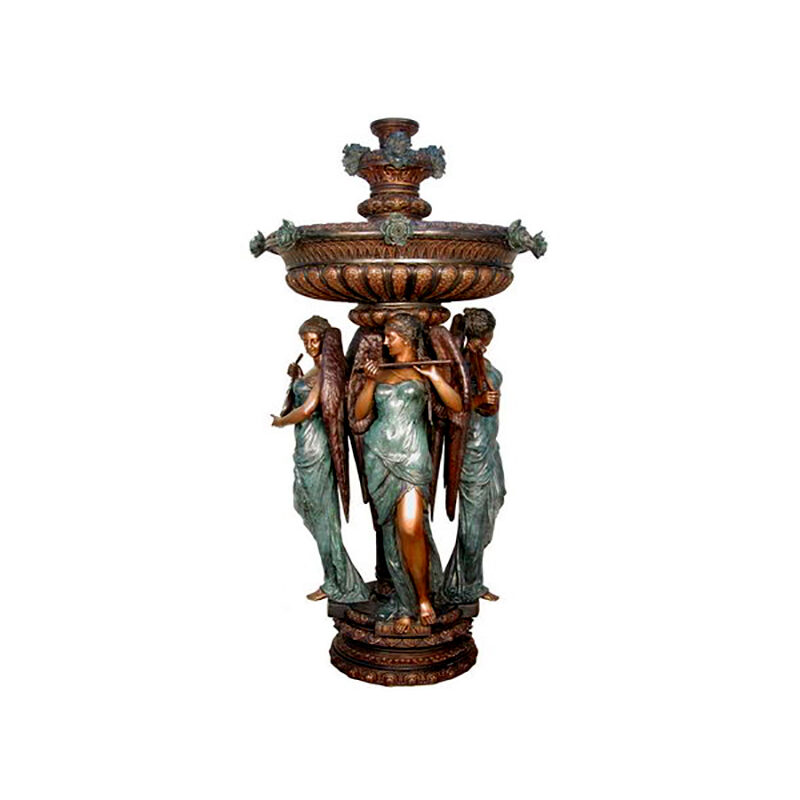 SRB81053 Bronze Four Angel Musicians Fountain by Metropolitan Galleries Inc
