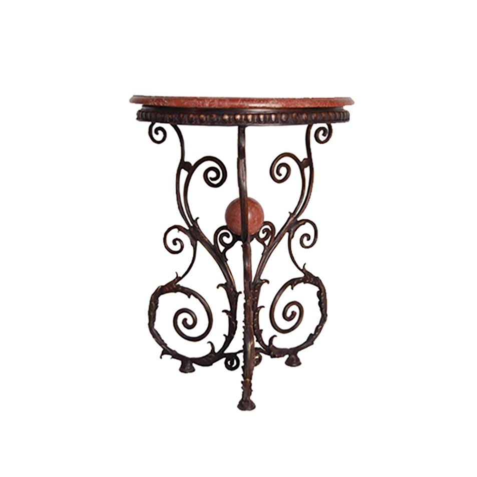 SRB88233 Bronze Classical Accent Table with Marble Surface by Metropolitan Galleries Inc