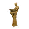 Bronze Art Deco Nude Lady Sitting atop Pedestal Fountain