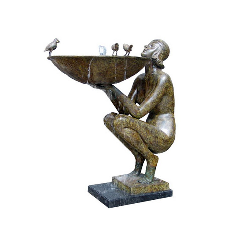 SRB89010 Bronze Art Deco Sitting Nude Lady Fountain by Metropolitan Galleries Inc