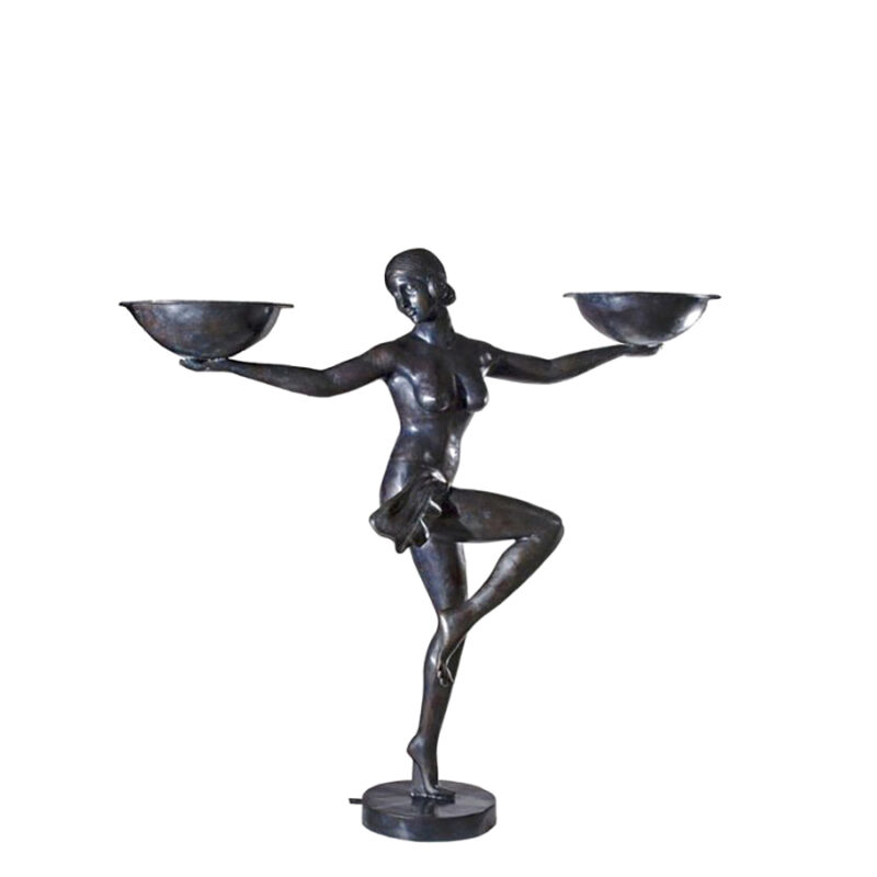 SRB89012 Bronze Art Deco Nude Lady Dancer Fountain by Metropolitan Galleries Inc