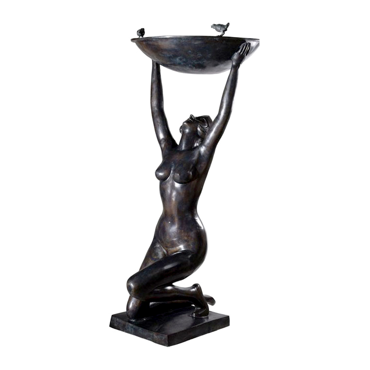 SRB89015 Bronze Art Deco Kneeling Nude Lady Fountain by Metropolitan Galleries Inc