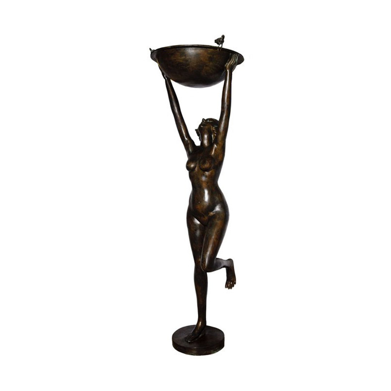 SRB89016 Bronze Art Deco Nude Lady Standing Fountain by Metropolitan Galleries Inc