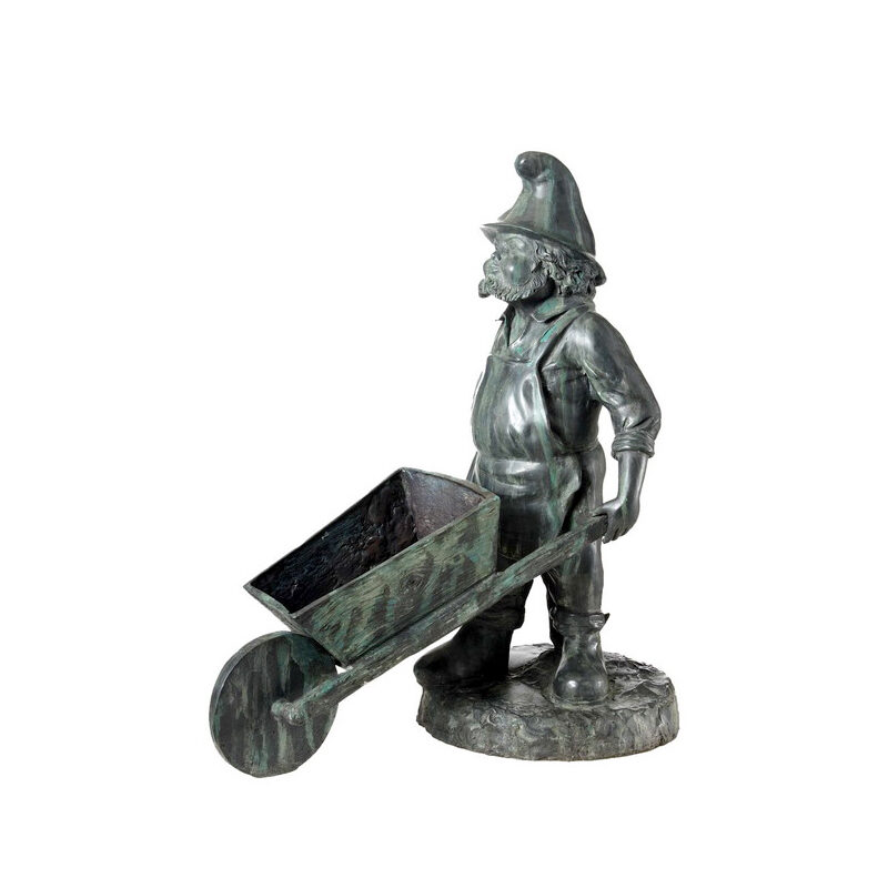 SRB96009 Bronze Leprechaun with Wheelbarrow Sculpture by Metropolitan Galleries Inc