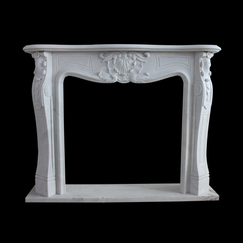 JBM332 Marble Floral FIre Place Mantle Surround in Masha White Marble by Metropolitan Galleries Inc