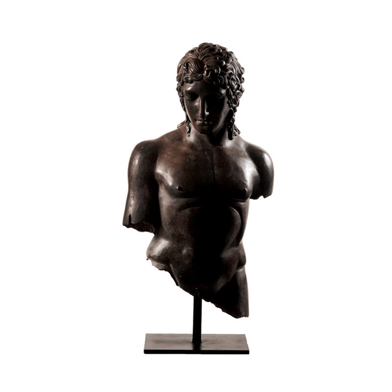 SRB53058 Bronze Roman Greco Male Bust Partial Artifact Sculpture by Metropolitan Galleries Inc
