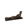 Bronze Contemporary Lounging Panther Sculpture