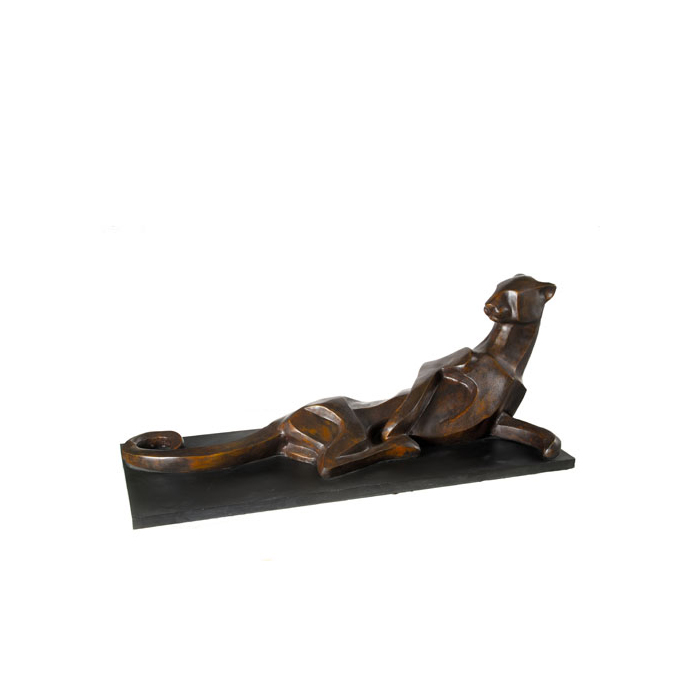SRB60027 Bronze Contemporary Lounging Panther Table Top Sculpture by Metropolitan Galleries Inc