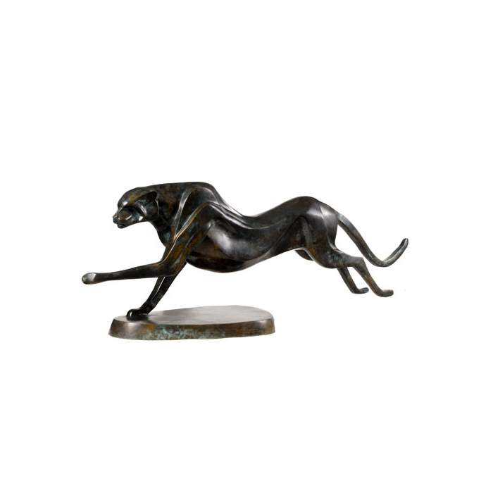SRB60046 Bronze Contemporary Running Panther Table Top Sculpture by Metropolitan Galleries Inc