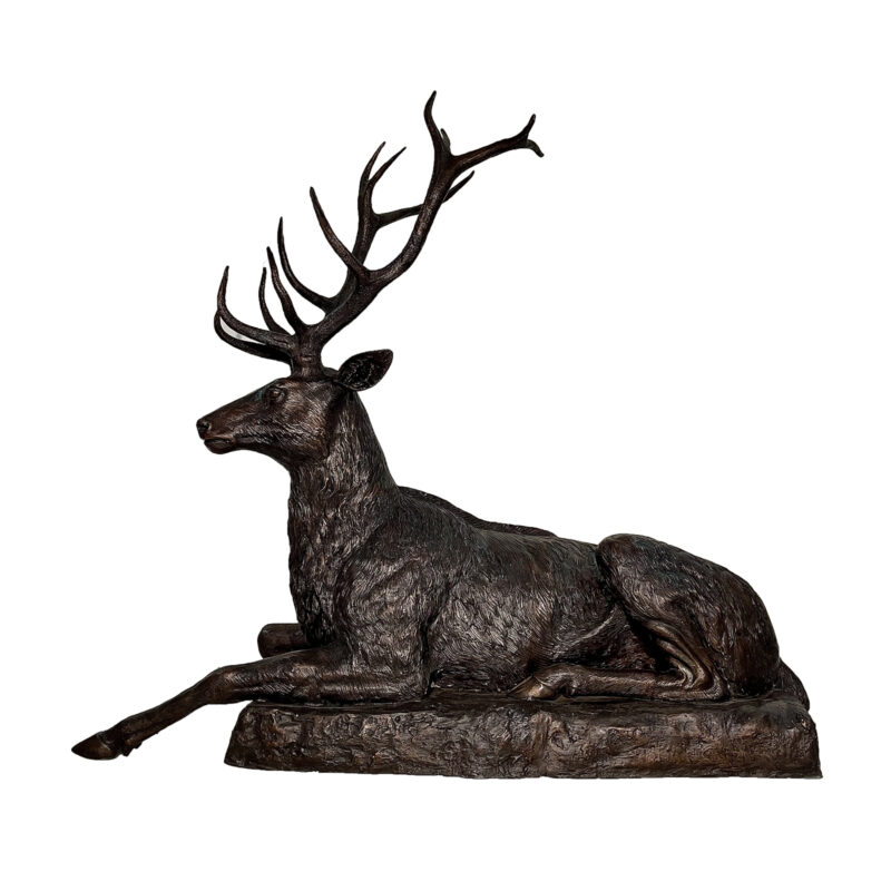 SRB703518 Bronze Reposing Deer Sculpture by Metropolitan Galleries Inc