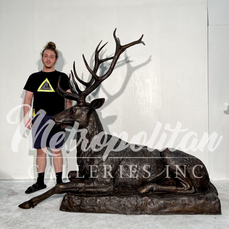 SRB703518 Bronze Reposing Deer Sculpture by Metropolitan Galleries Inc SCALE WM