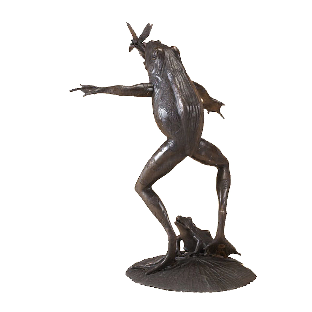 SRB704084 Bronze Frog with Dragonfly Fountain Sculpture by Metropolitan Galleries Inc