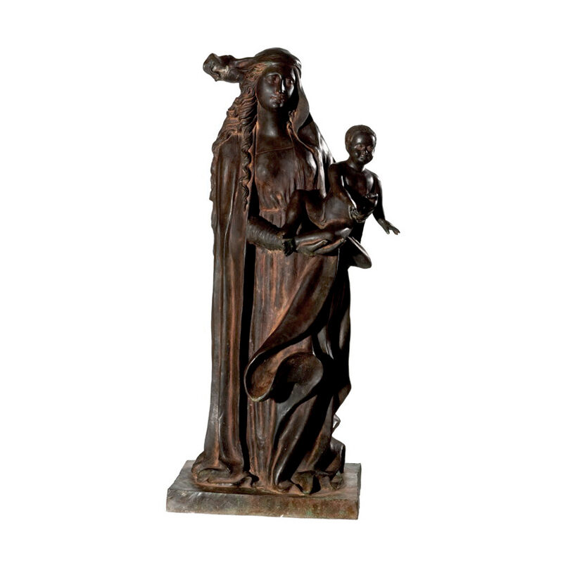 SRB87024 Bronze Saint Rose of Lima with Baby Sculpture by Metropolitan Galleries Inc