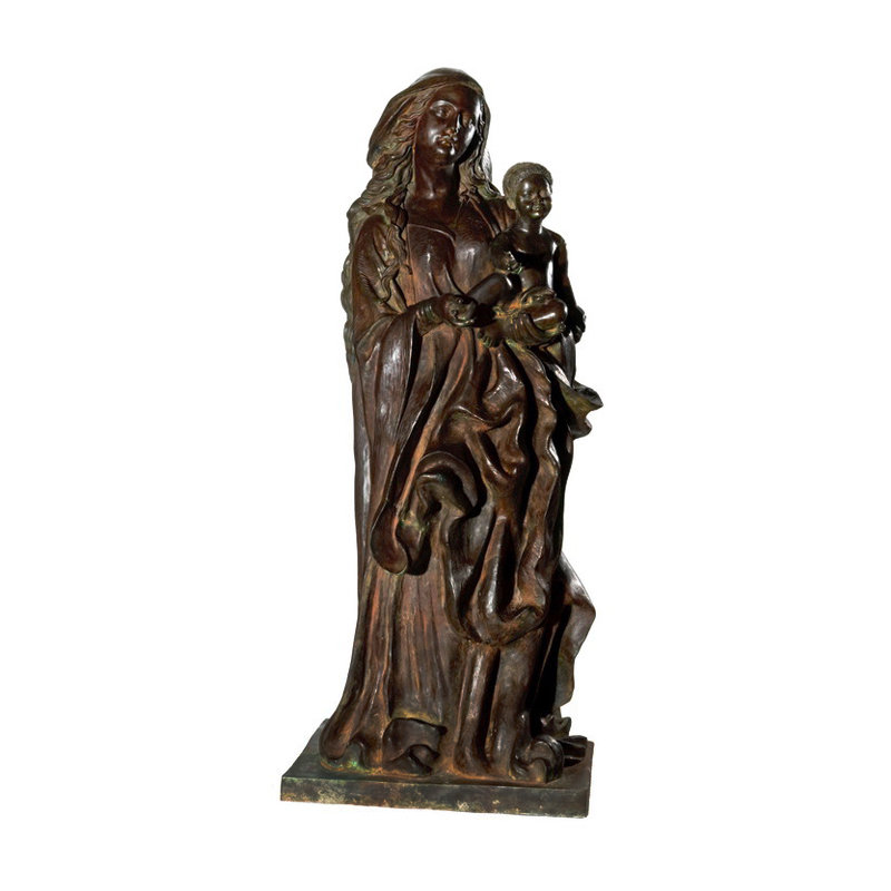 SRB87025 Bronze Mary with Baby Jesus Sculpture by Metropolitan Galleries Inc