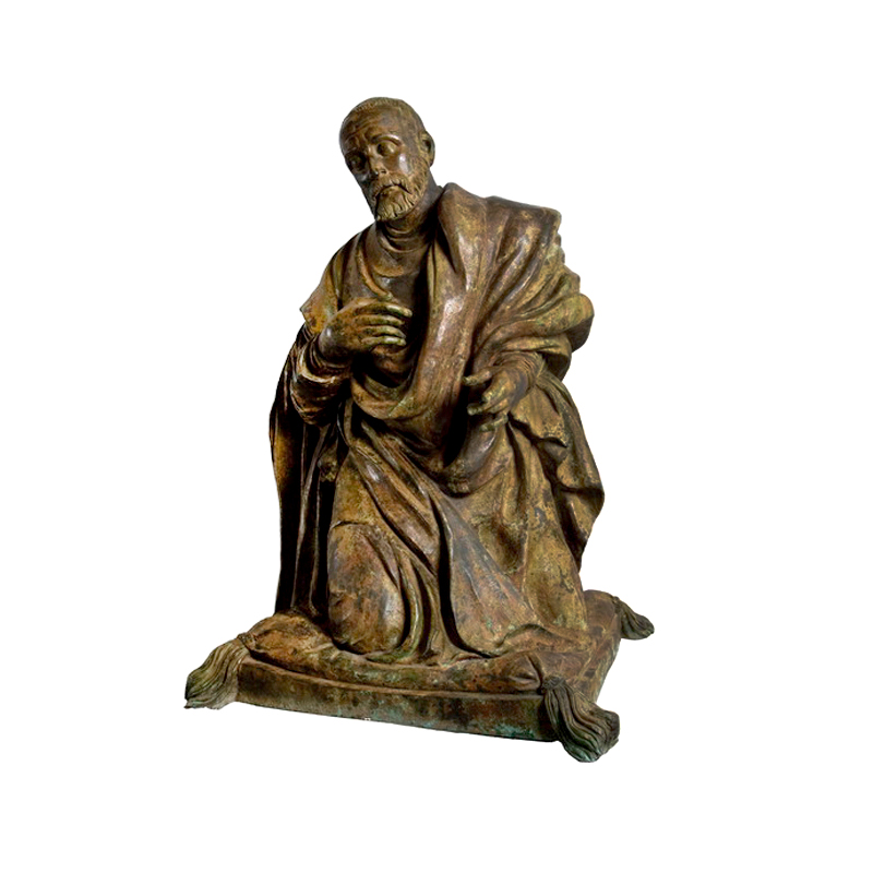 SRB87041 Bronze Saint Francis Kneeling Sculpture by Metropolitan Galleries Inc