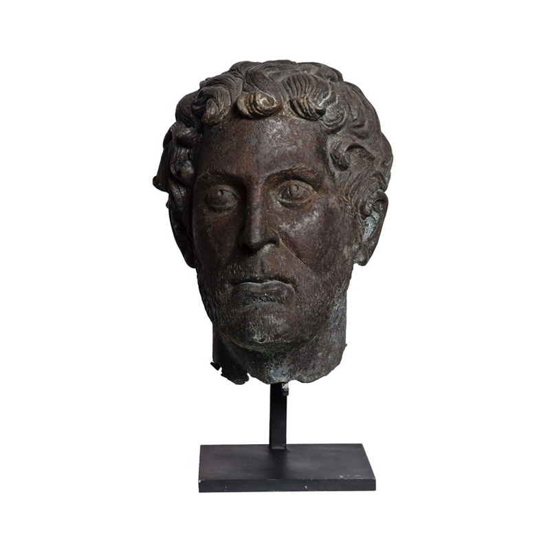 SRB910036 Bronze Male Head Partial Artifact Sculpture by Metropolitan Galleries Inc