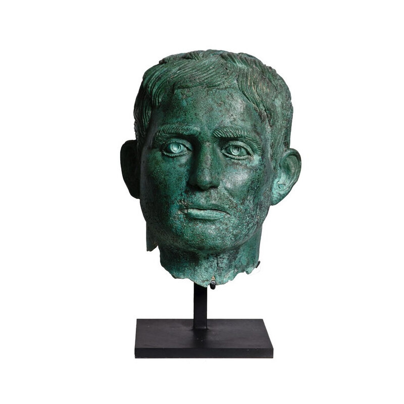 SRB910070 Bronze Male Head Partial Artifact Sculpture by Metropolitan Galleries Inc