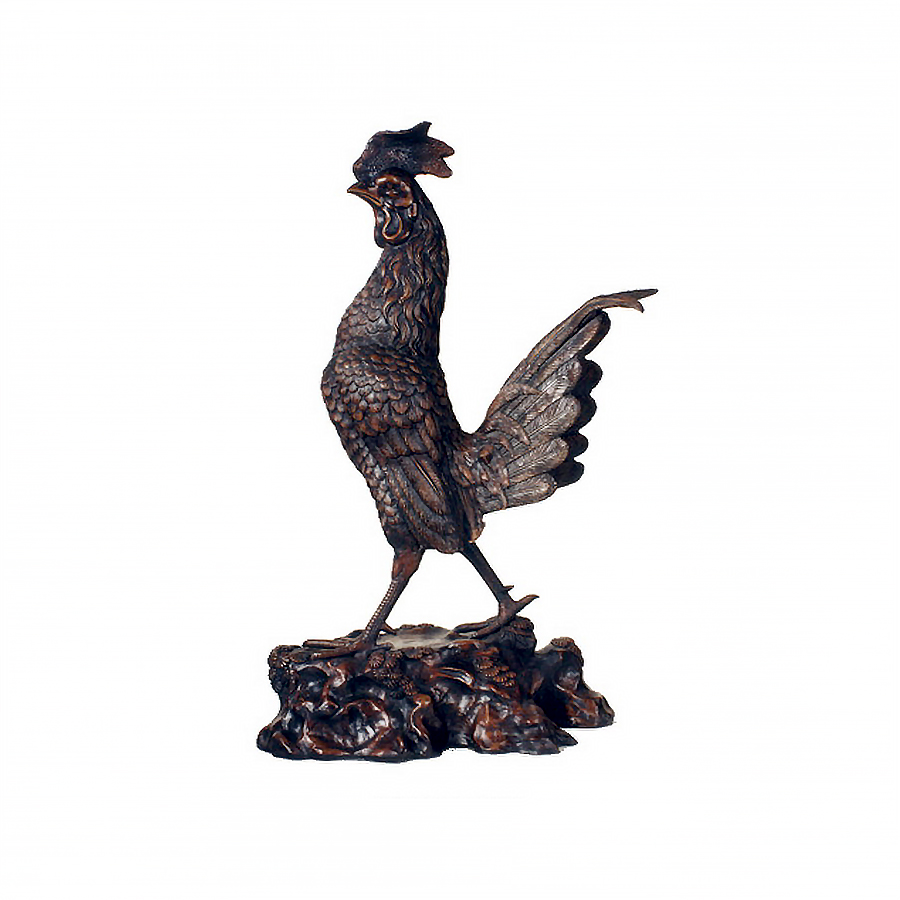 SRB990306 Bronze Walking Rooster Sculpture by Metropolitan Galleries Inc