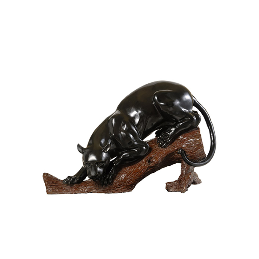 SRB990920 Bronze Panther on Log Sculpture by Metropolitan Galleries Inc 2B
