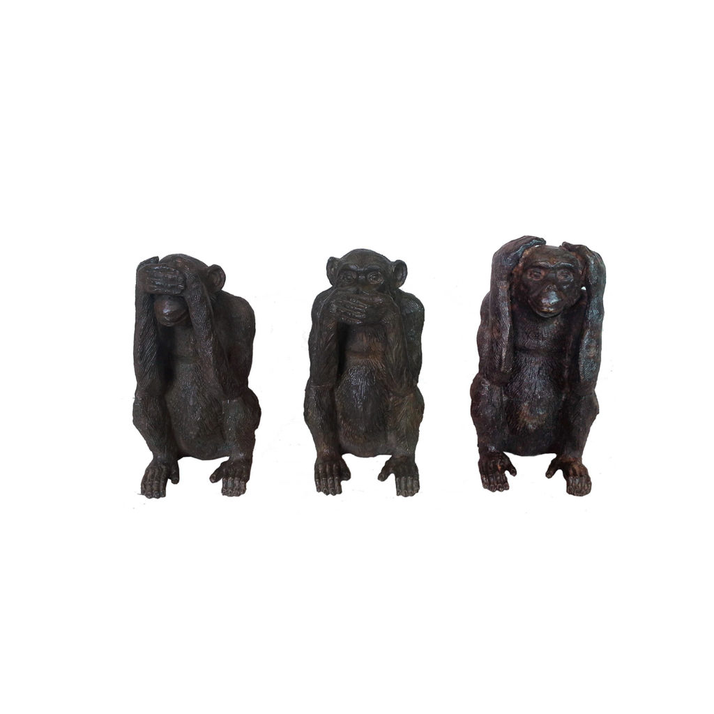 Bronze Three Wise Monkeys Sculpture Metropolitan Galleries Inc.