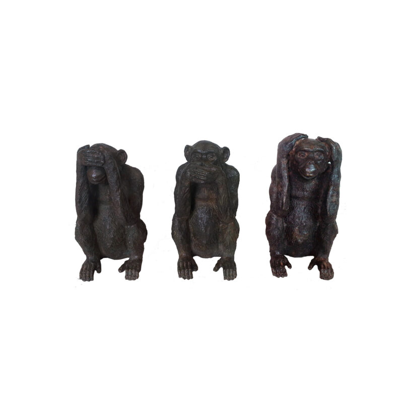SRB707261 Bronze Three Wise Monkeys Sculpture Set by Metropolitan Galleries Inc