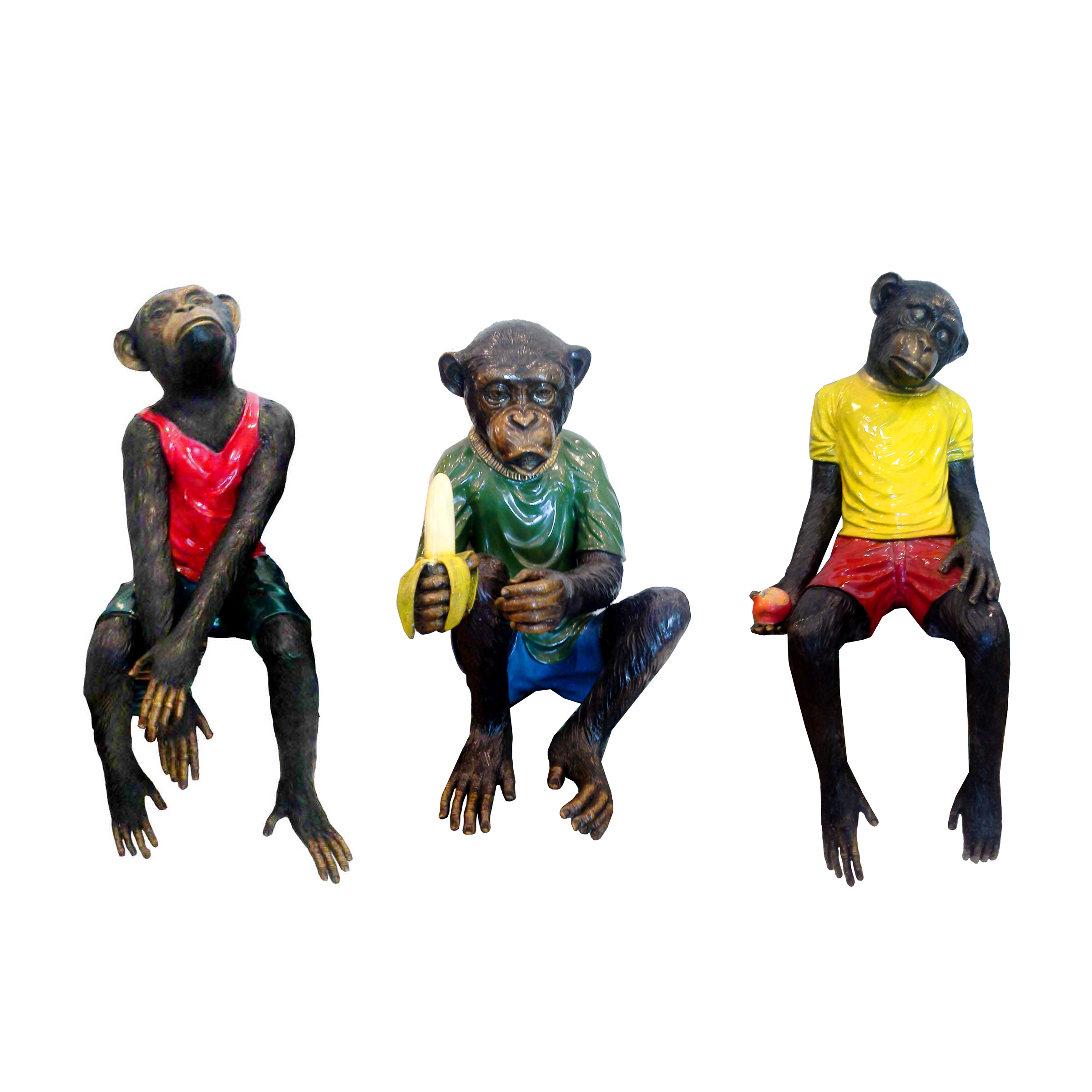 SRB7077372-73-95 Bronze Monkeys in Street Clothes Sculpture Set by Metropolitan Galleries Inc