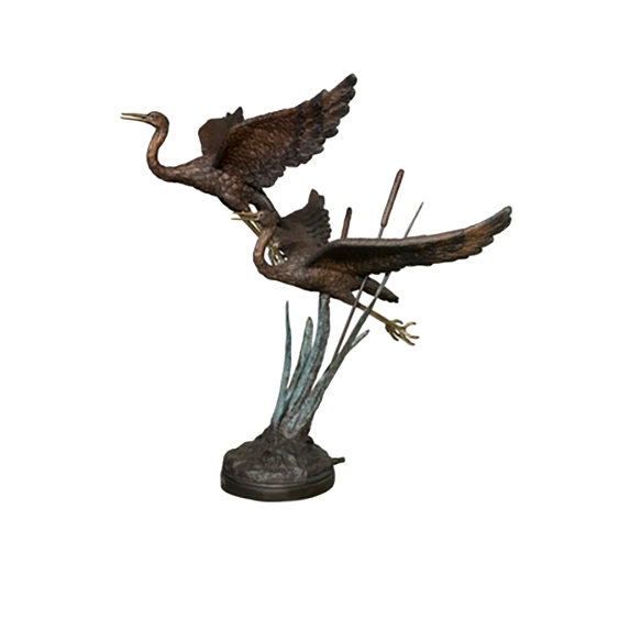 SRB022018 Bronze Two Flying Herons Fountain Sculpture by Metropolitan Galleries Inc