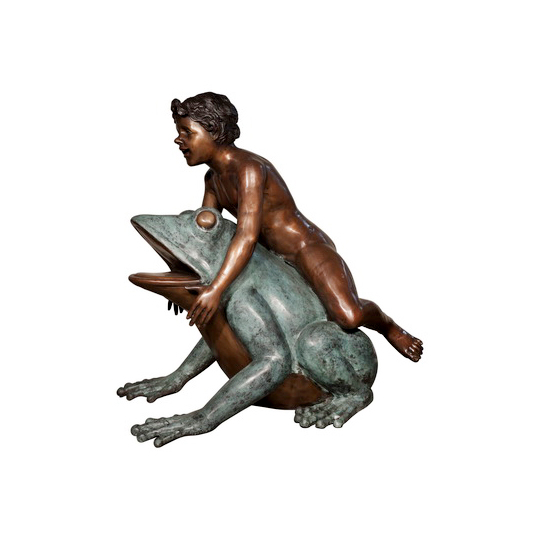 SRB022046 Bronze Boy on Frog Fountain Sculpture by Metropolitan Galleries Inc