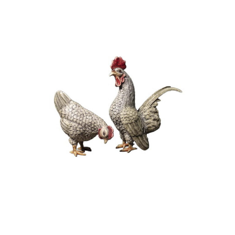 SRB043311-51C Bronze Rooster & Chicken Sculpture Set in Color Finish by Metropolitan Galleries Inc